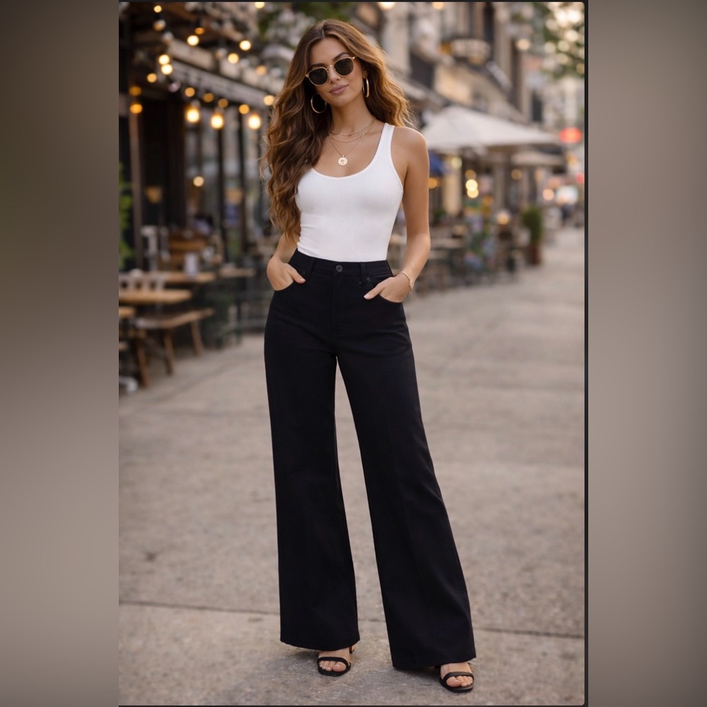CHICO'S Wide Leg Tall Pants US Sz 6T Tall‎ jj